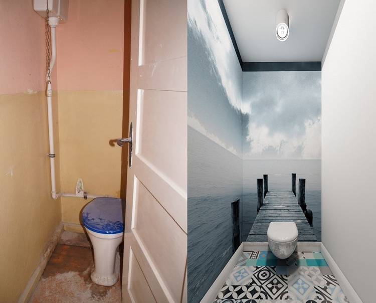 Дизайн маленького туалета с раковиной - примеры в фото