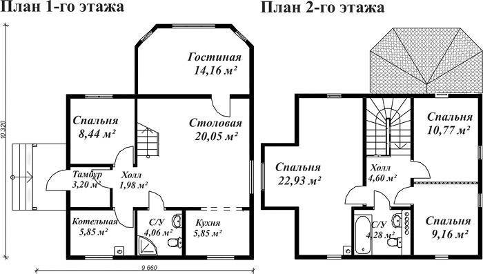 Планировка дома 8 на 8: двухэтажный коттедж за городом
