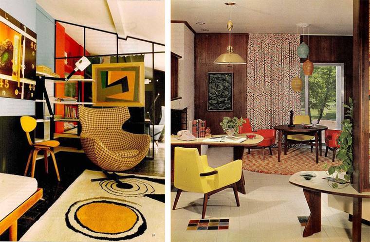 Советская мебель в современном интерьере, буфет 50-х годов и винтажные мягкие стулья